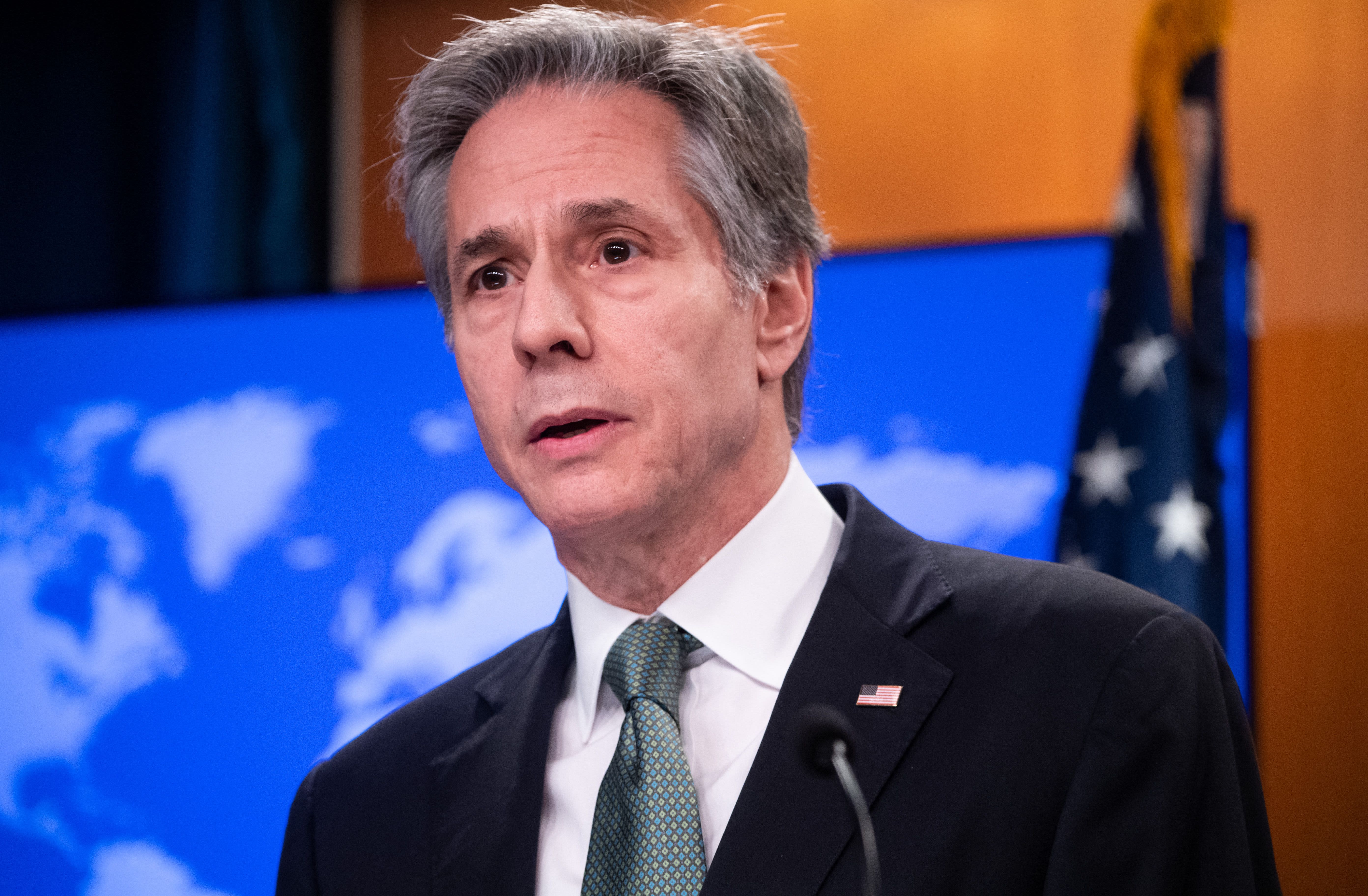 Kremlin is accused of war crimes by U.S. Secretary of State for bombing a theater in Ukraine that housed children.