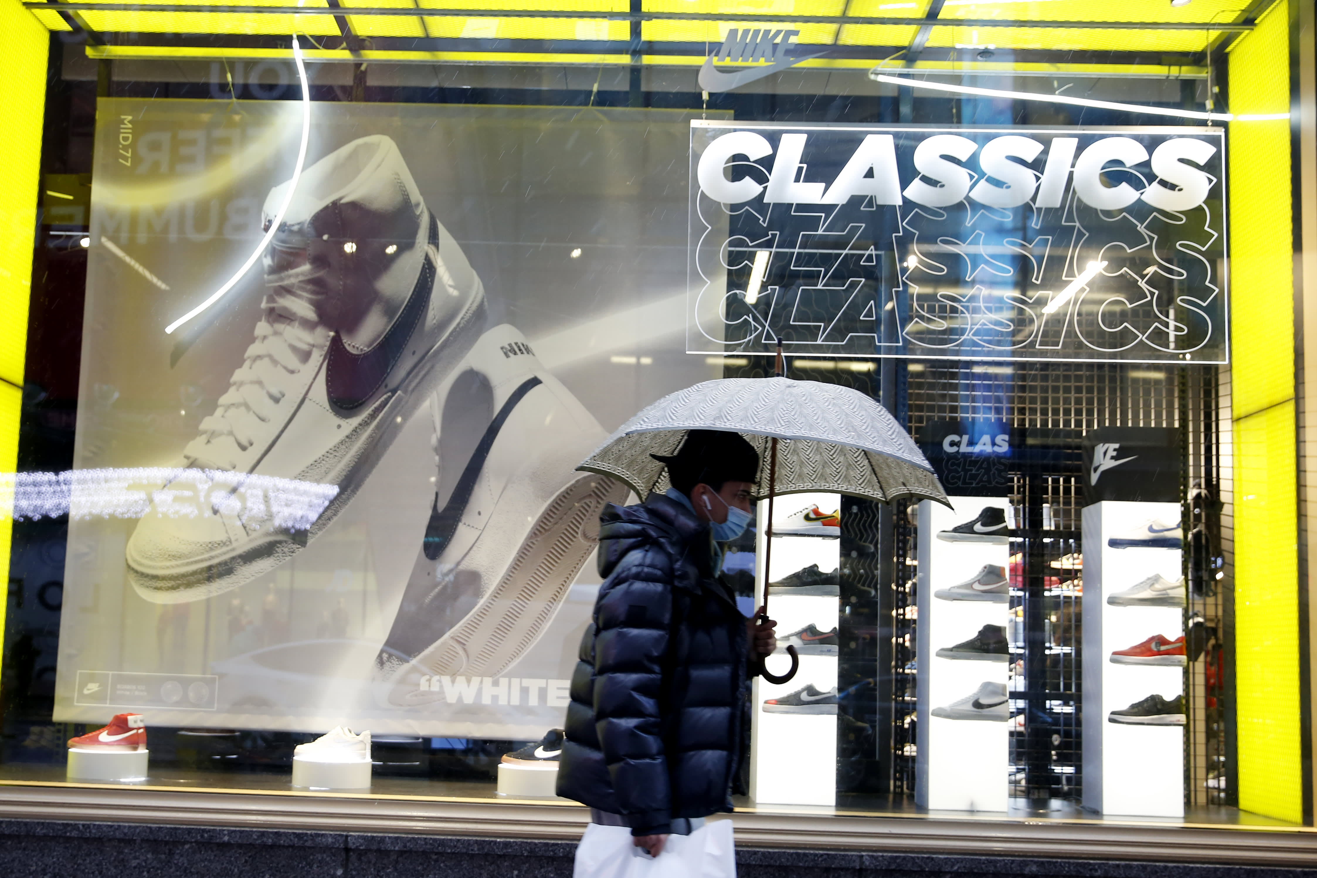Sales growth at Nike is attributed to North American demand, but the company has delayed its outlook due to global unrest.