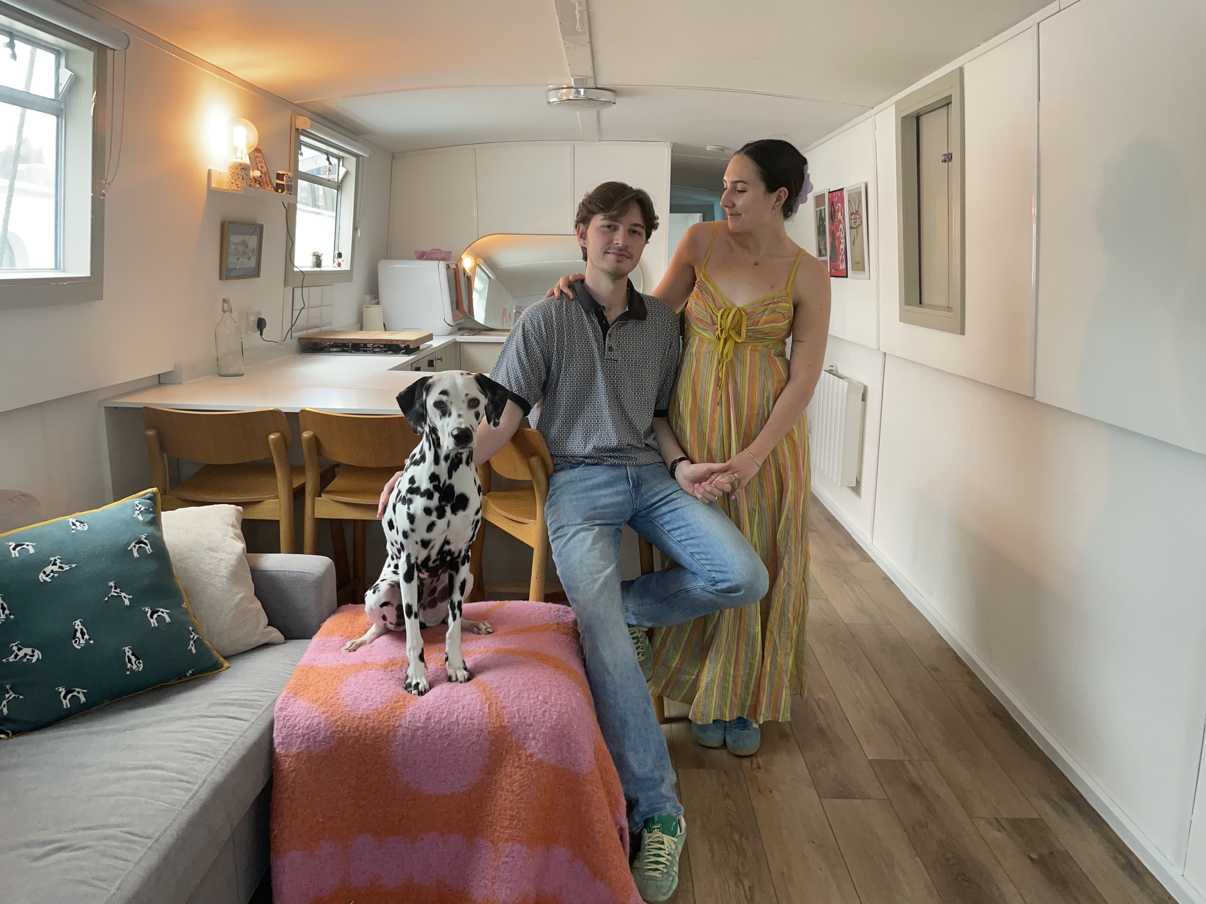 This London couple spends $2,236 monthly on their 65-ft houseboat—see inside.