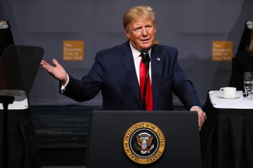 Donald Trump speaks at the Economic Club of New York.