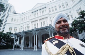 Explore the interior of one of the world's most renowned hotels: Raffles Hotel Singapore.