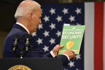 Small business owners' approval of President Biden drops to a new low, according to a CNBC survey.