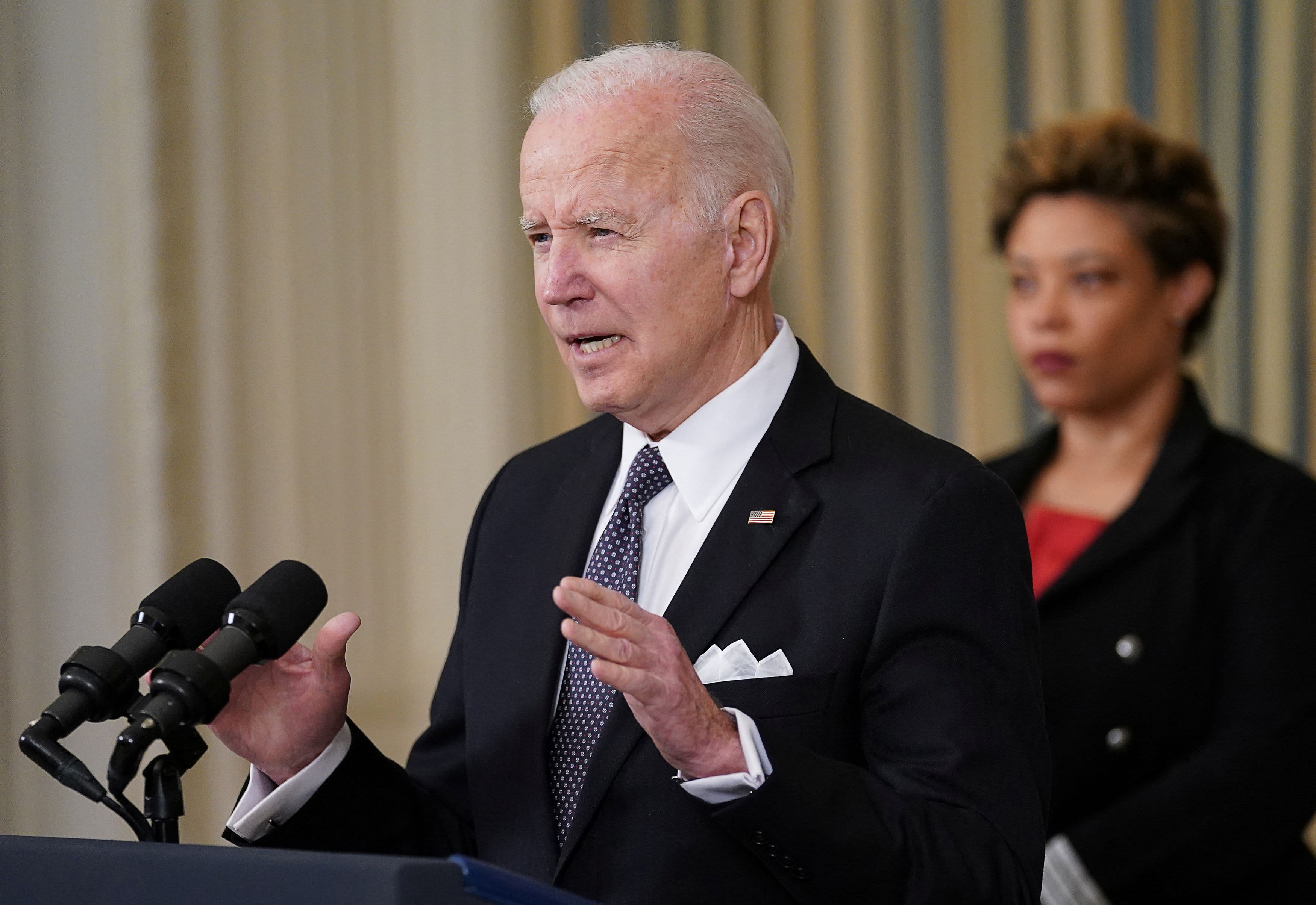Biden clarifies that his moral outrage towards Putin does not indicate a change in U.S. policy.