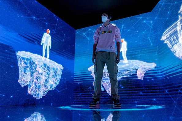 The metaverse is a challenge for big business, with dangerous vortexes and floating images of Jamie Dimon.