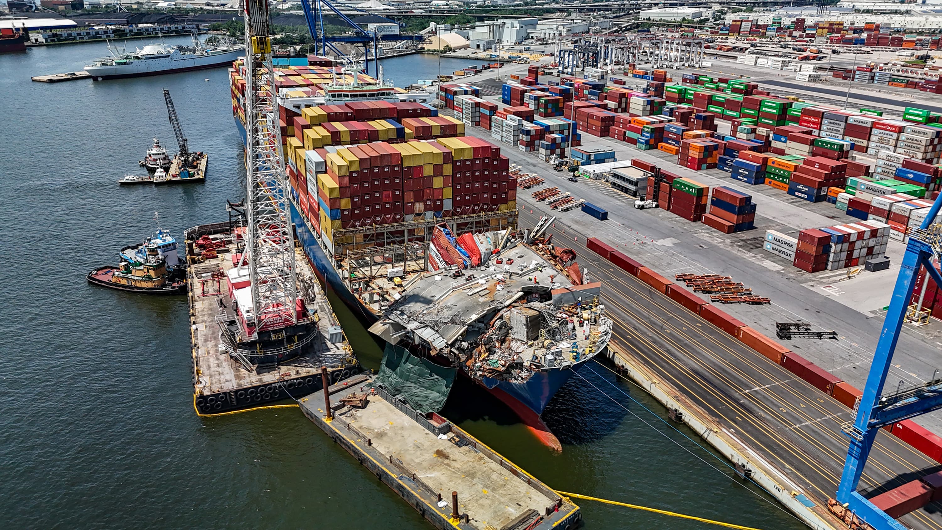 The Francis Scott Key Bridge collapse has been repaired, allowing the Baltimore key shipping channel to fully reopen.