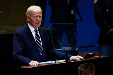 Biden addresses the United Nations General Assembly in New York.