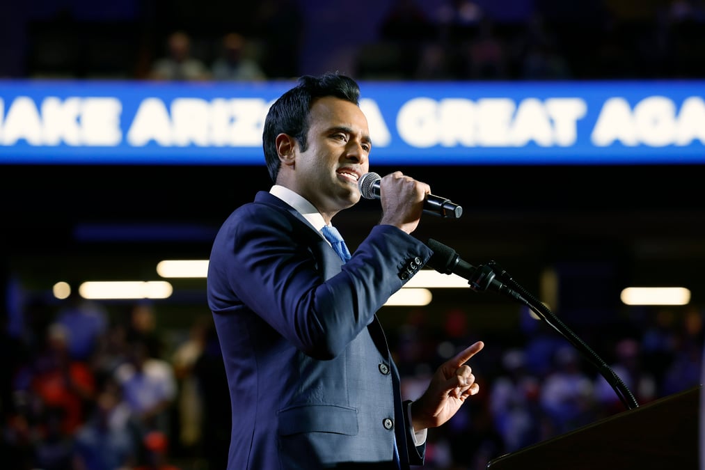 Biden's last-minute spending spree, including a loan to Rivian, is under scrutiny from Vivek Ramaswamy.