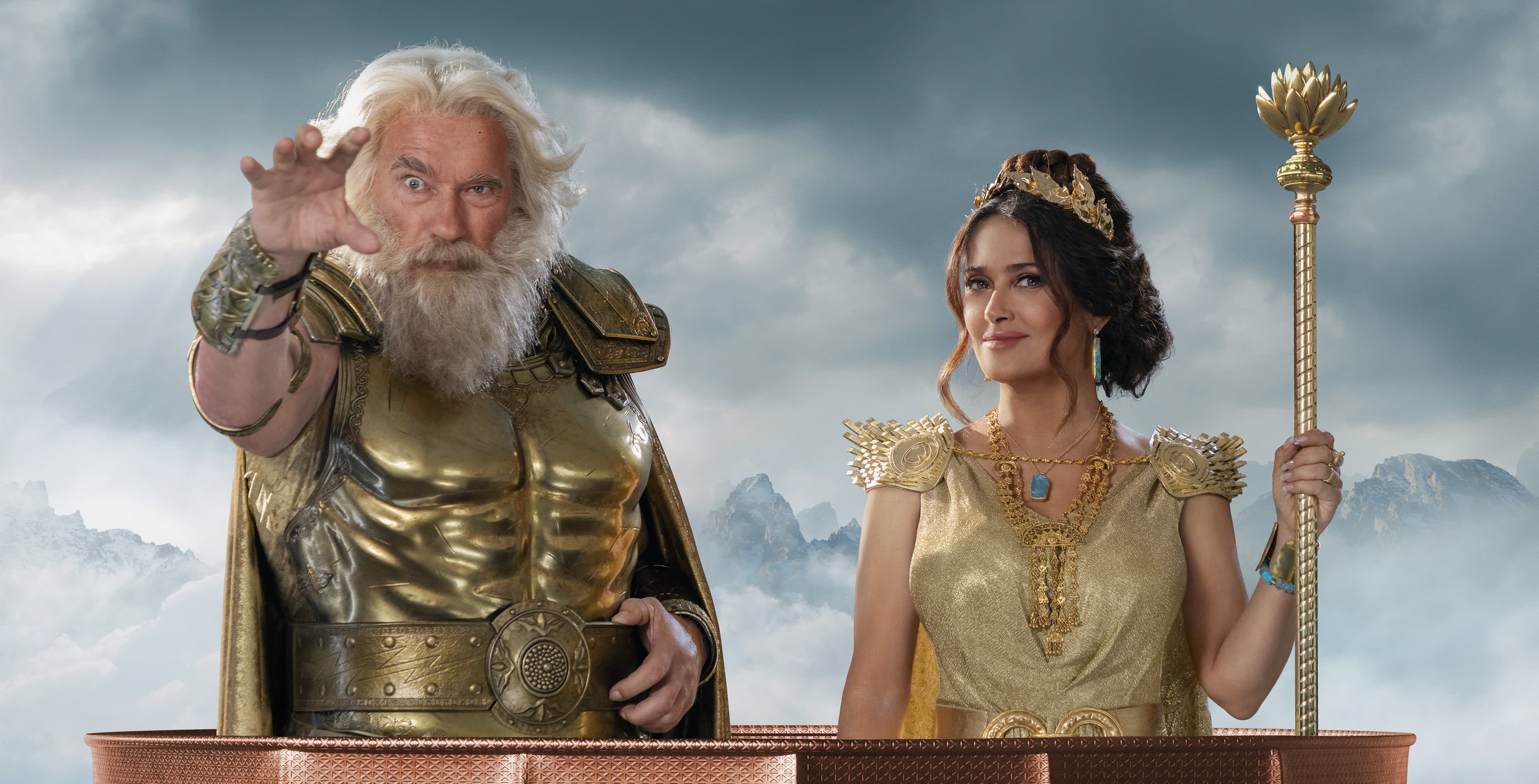 In a Super Bowl ad for BMW iX EV, Arnold Schwarzenegger and Salma Hayek portray retired Greek gods.