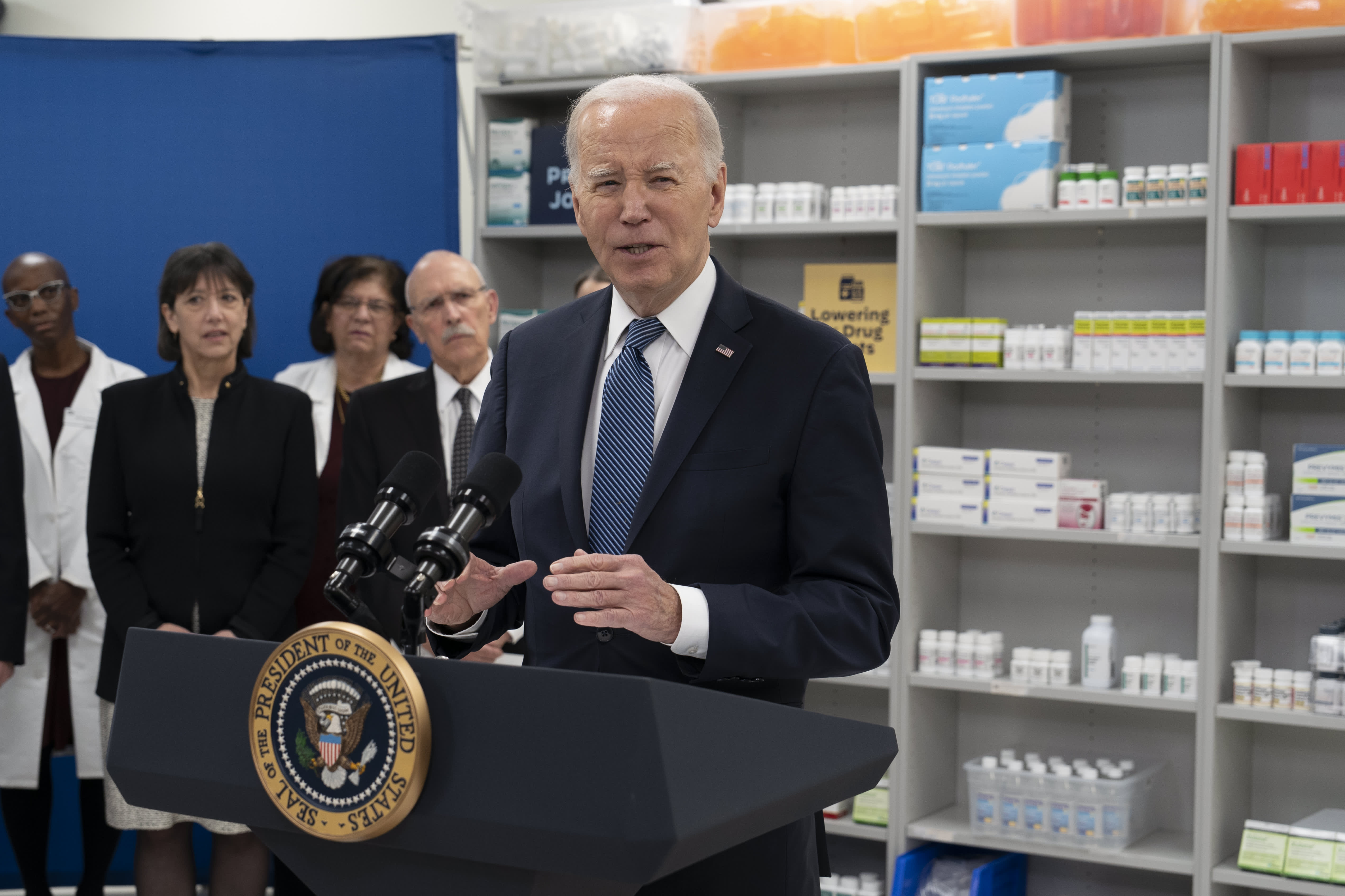 The Biden administration plans to reduce expenses for 64 medications by imposing inflation penalties on pharmaceutical companies.