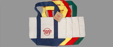 Mini tote bags available at Trader Joe's for $2.99, but only for a limited time.