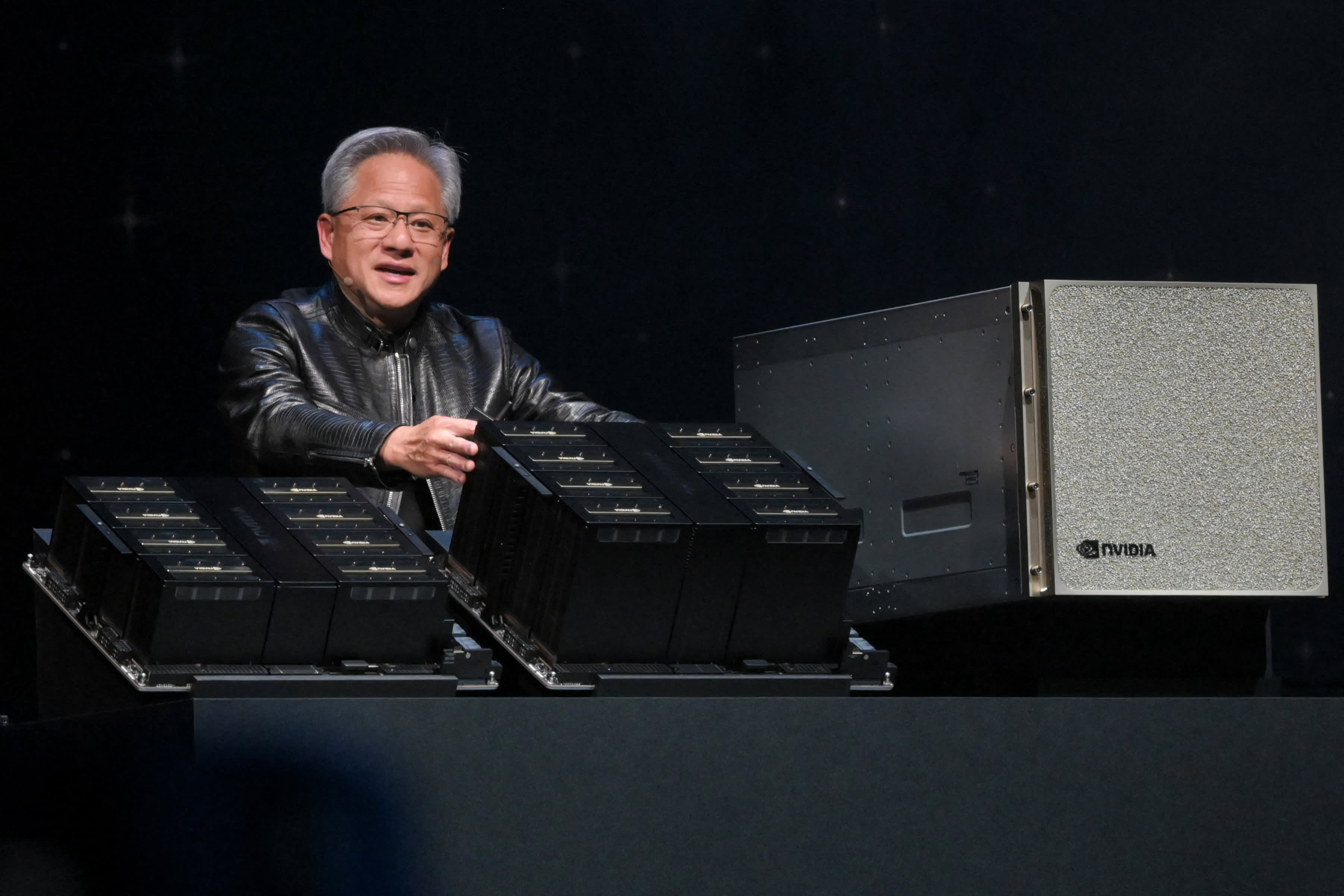 Nvidia CEO Jensen Huang discusses increasing competition at the company's first shareholder meeting following stock growth.