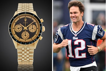 At auction, game-worn jerseys fetch a staggering $9 million, with Tom Brady watching on.