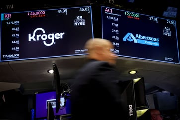 Kroger sues Albertsons after judge rules against grocery merger.