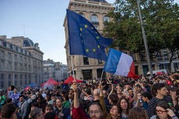 Traders digest French election result, causing European stocks to slip.