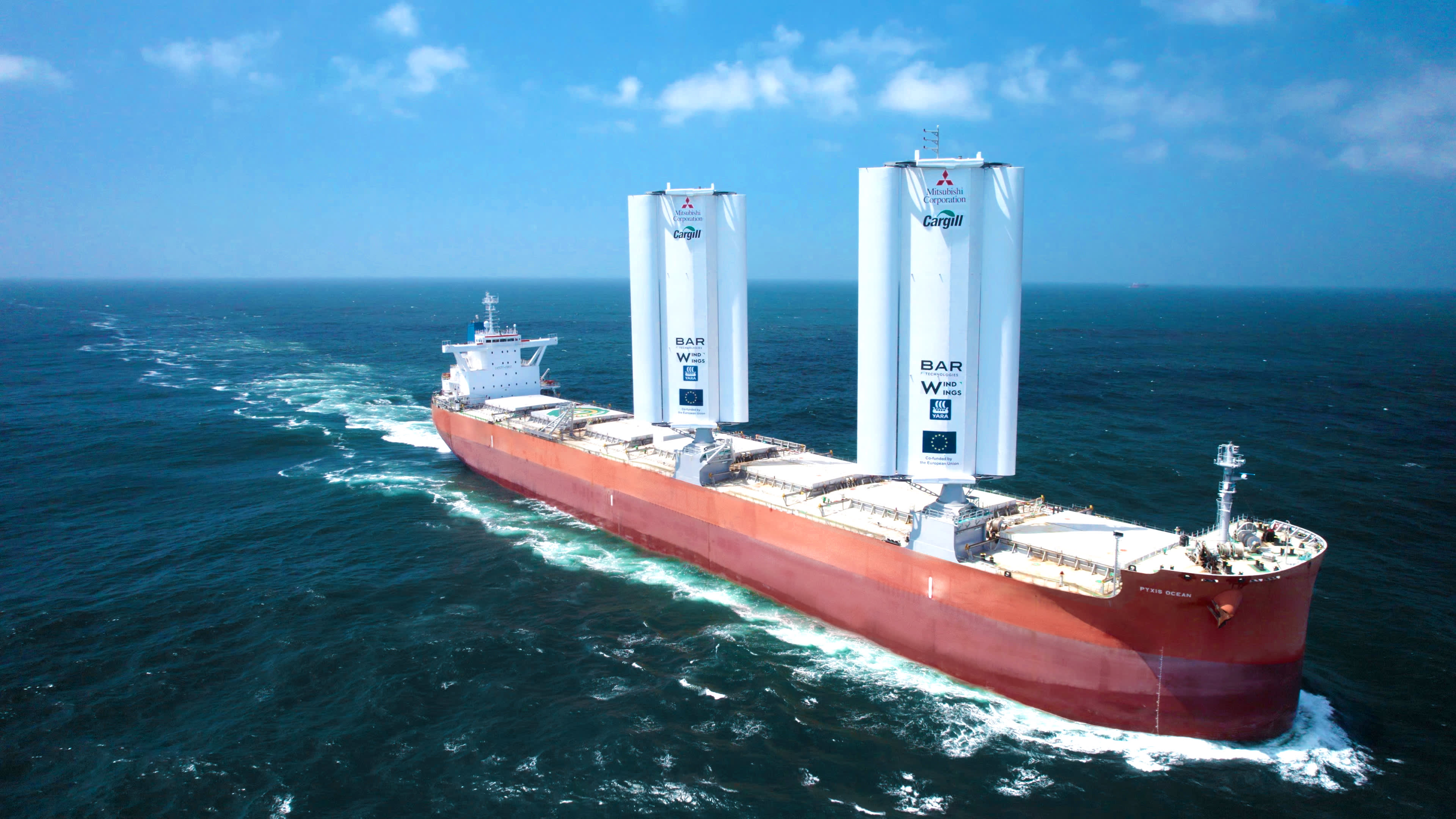 Cargo ships with wind-powered 'wings' could decrease fuel consumption by 30%.