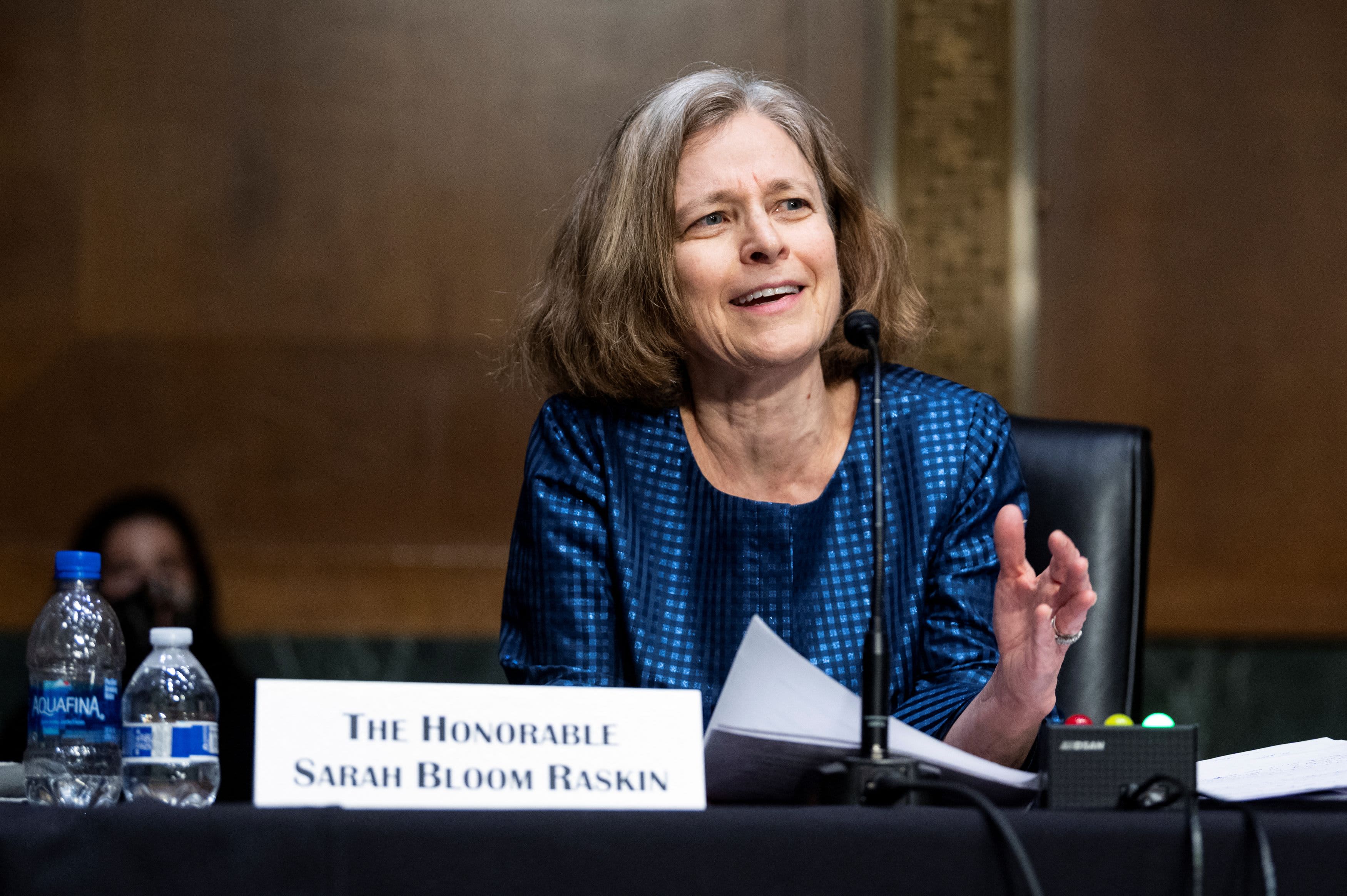 The Senate GOP alleges that Sarah Bloom Raskin, Biden's Fed nominee, leveraged government connections to aid a financial technology company.