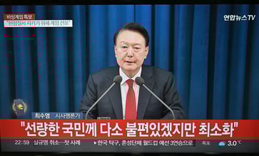 The value of the South Korean won plummets against the U.S. dollar following the president's announcement of a state of emergency.