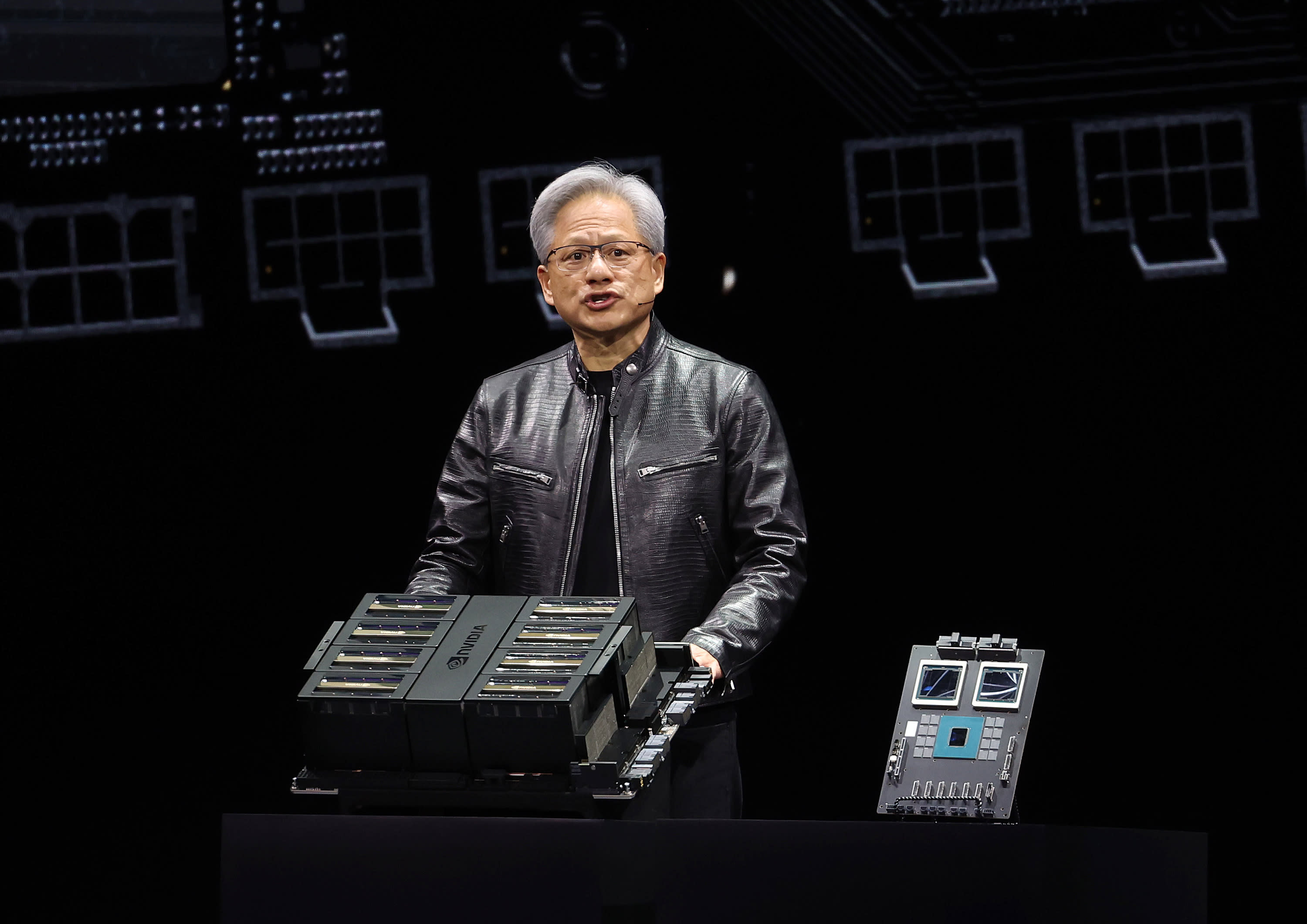 Nvidia's stock price surges 10% to a new record high following a forecast that indicates continued demand for AI chips.