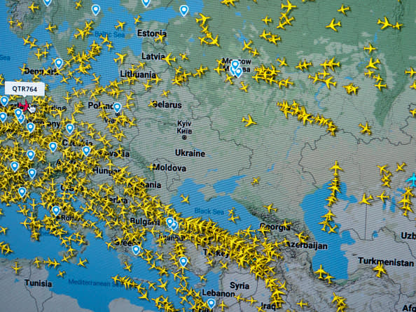 Civilian flights are prohibited in Ukrainian airspace due to a perceived threat.