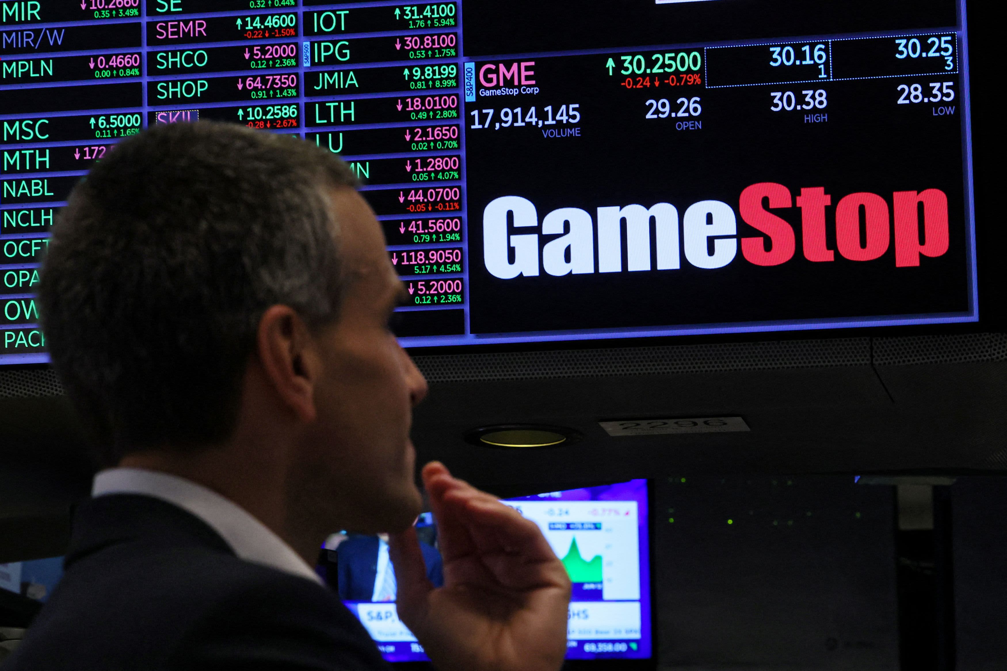 GameStop's annual meeting fails to provide details on strategy, causing stock to drop over 12% and hit session lows.