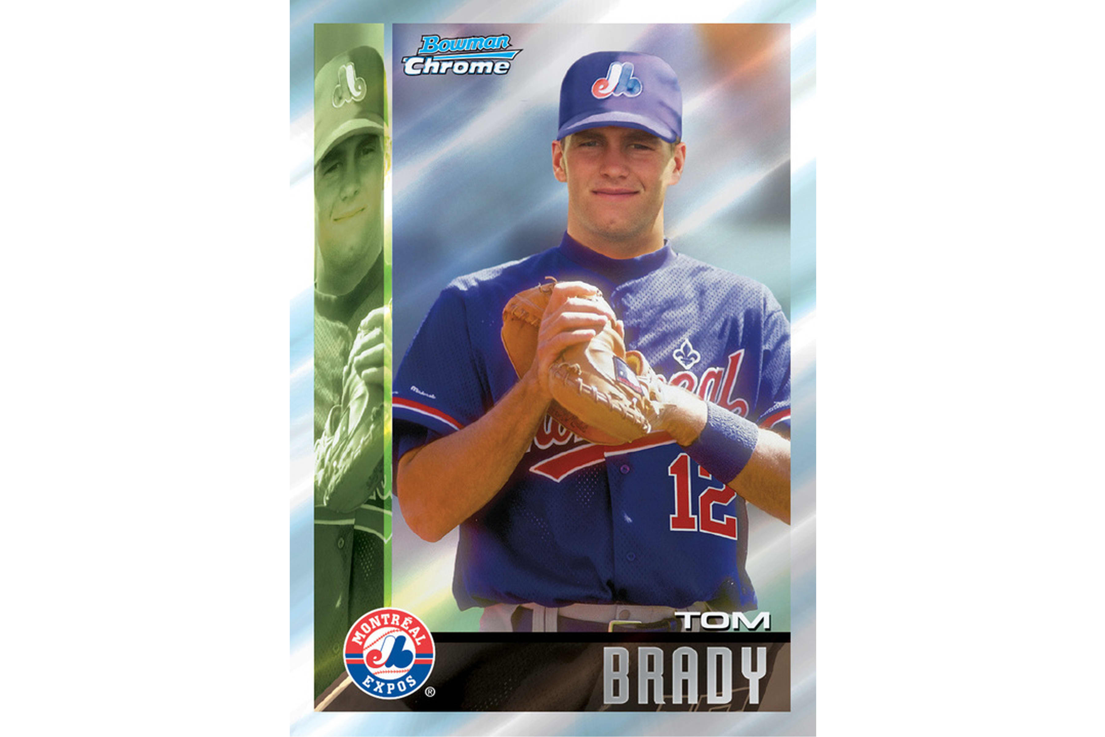 Topps is featuring Tom Brady on a Montreal Expos trading card for fanatics.